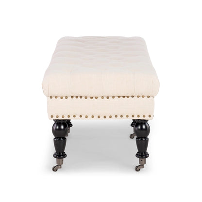 Linon Mendocino Natural Linen Tufted Entryway Bench
