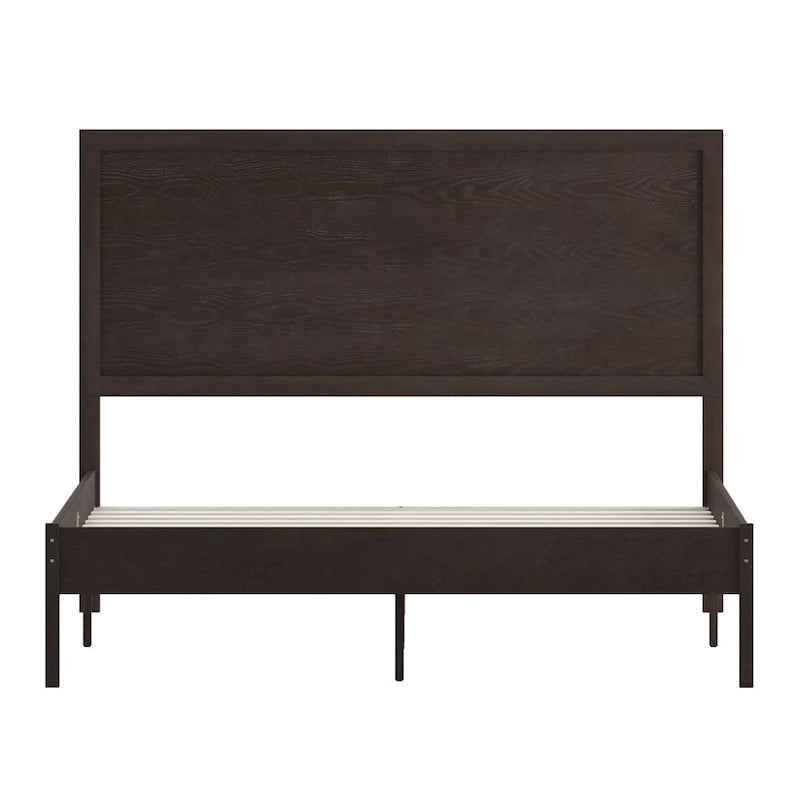 Solid Wood Platform Bed with Headboard and Wooden Slats