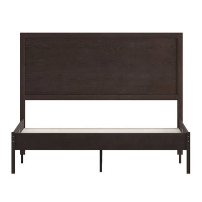 Solid Wood Platform Bed with Headboard and Wooden Slats