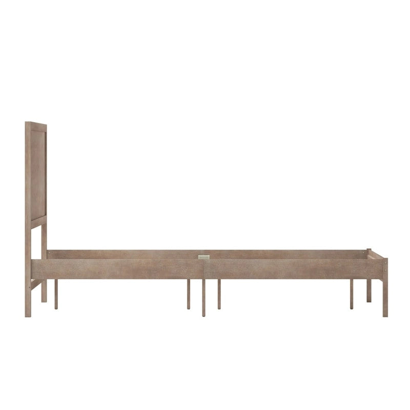 Solid Wood Platform Bed with Headboard and Wooden Slats