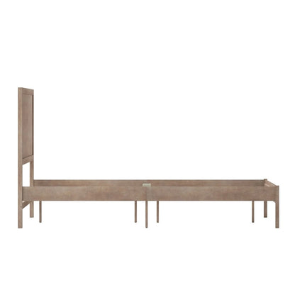 Solid Wood Platform Bed with Headboard and Wooden Slats