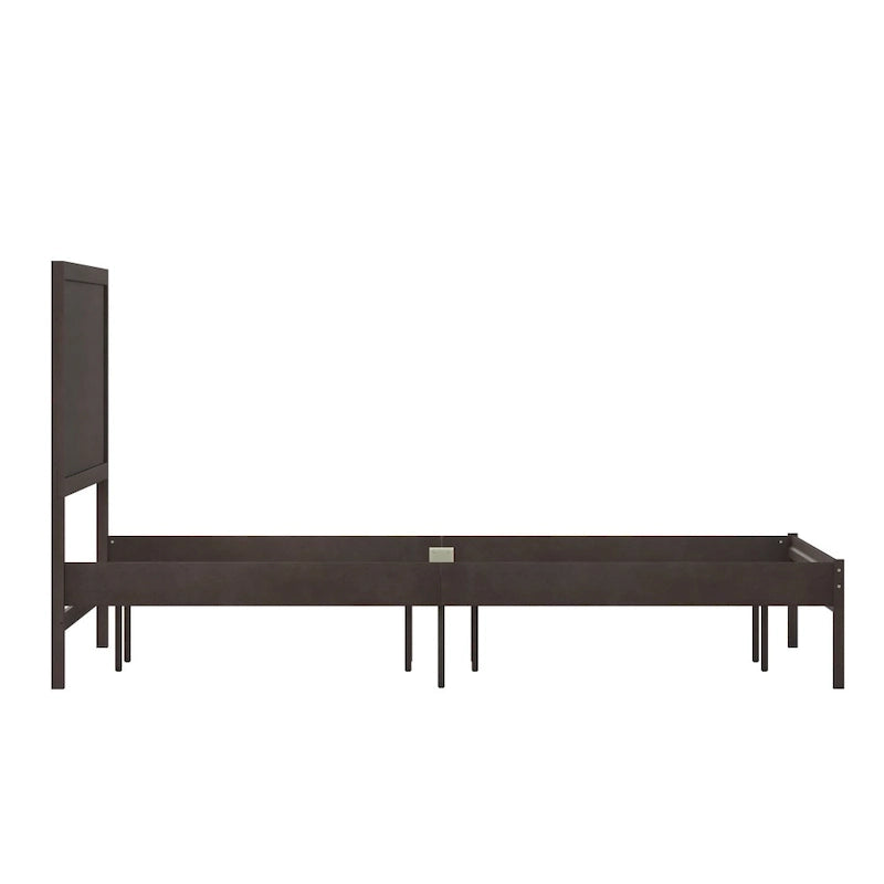 Solid Wood Platform Bed with Headboard and Wooden Slats