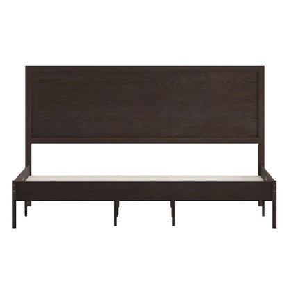 Solid Wood Platform Bed with Headboard and Wooden Slats