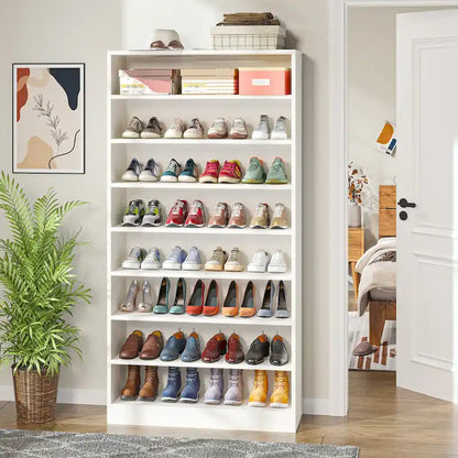 9 Tiers Tall Shoe Storage Rack Cabinet with Open Shelf for Entryway
