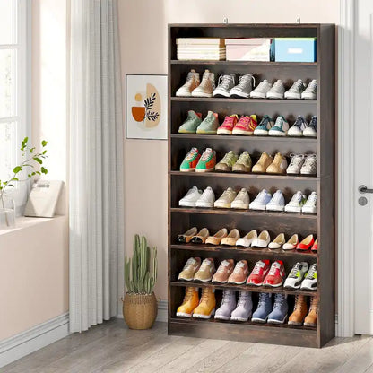 9 Tiers Tall Shoe Storage Rack Cabinet with Open Shelf for Entryway