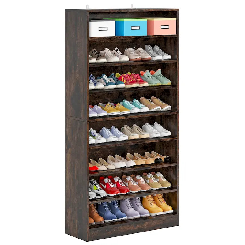 9 Tiers Tall Shoe Storage Rack Cabinet with Open Shelf for Entryway