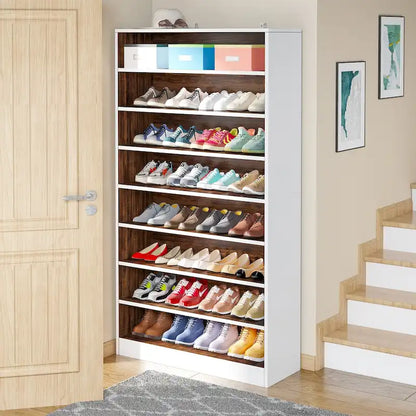9 Tiers Tall Shoe Storage Rack Cabinet with Open Shelf for Entryway