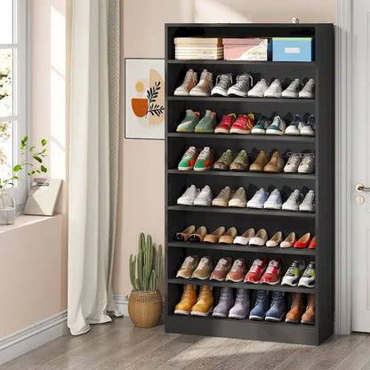 9 Tiers Tall Shoe Storage Rack Cabinet with Open Shelf for Entryway