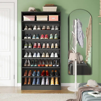 9 Tiers Tall Shoe Storage Rack Cabinet with Open Shelf for Entryway