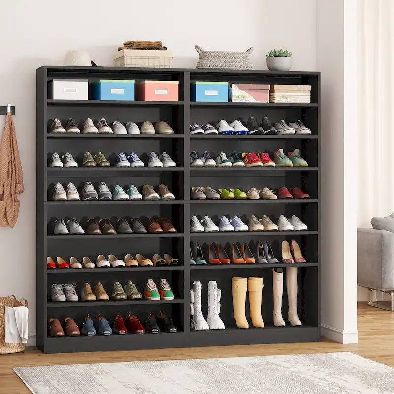 9 Tiers Tall Shoe Storage Rack Cabinet with Open Shelf for Entryway