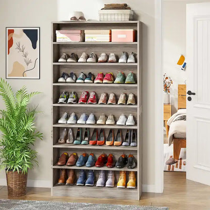 9 Tiers Tall Shoe Storage Rack Cabinet with Open Shelf for Entryway