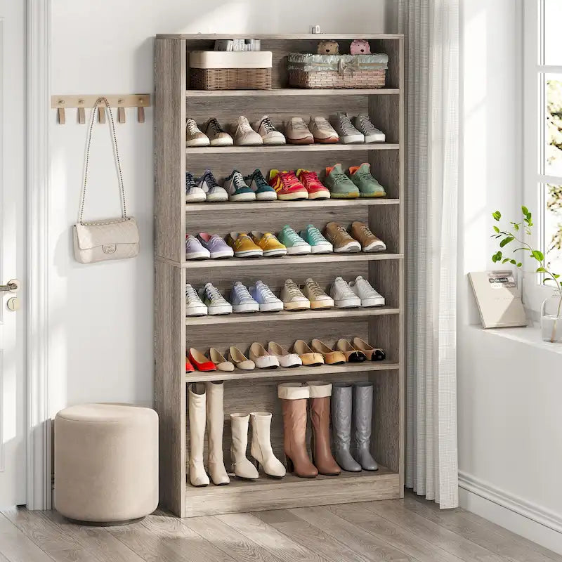 9 Tiers Tall Shoe Storage Rack Cabinet with Open Shelf for Entryway