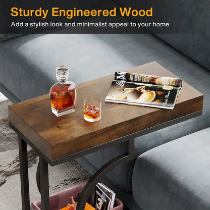 Narrow Side Table White Gold Side Table C Shaped End Table Modern Bedside Table Small Side Table for Couch Living Room
