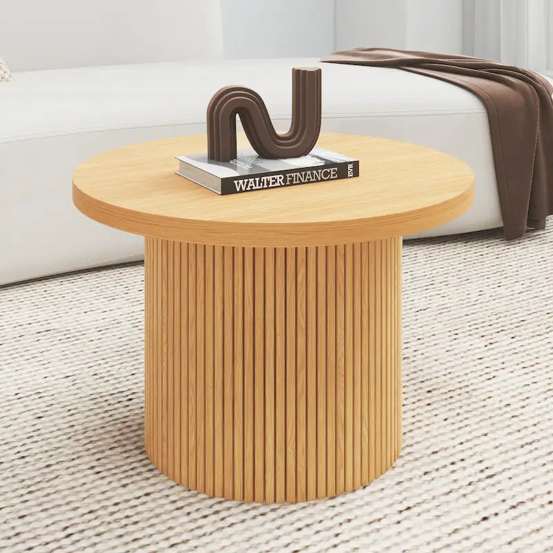 Pedestal Wood Round Coffee Table