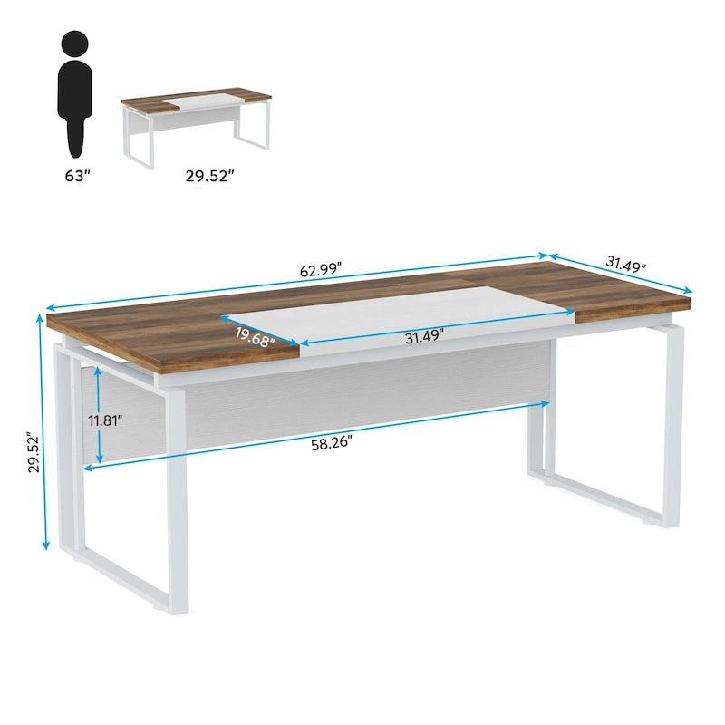 63 Modern Executive Computer Desk, 5FT Home Office Desk (Only Desk)