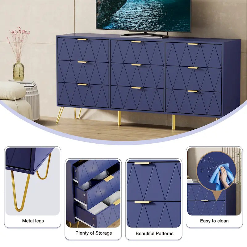 9 Drawers Chest Of Dresser Storage Tower Cabinet Bedroom Organizer