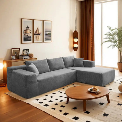 HOOOWOOO Modern Minimalist Style Sectional Couch Modular Corduroy Sofa for Living Room