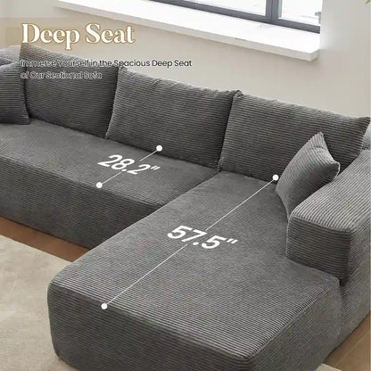 HOOOWOOO Modern Minimalist Style Sectional Couch Modular Corduroy Sofa for Living Room