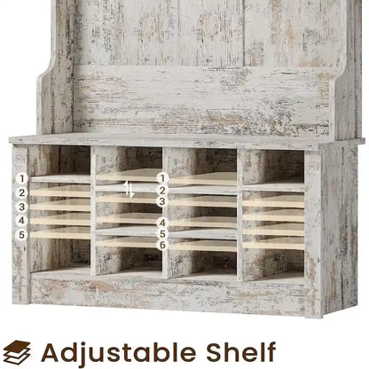 Hall Tree Storage Bench 3-in-1 Entryway Bench Coat Rack