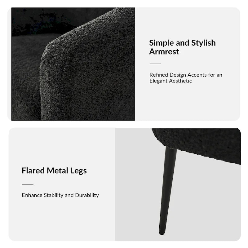 Hal Modern Boucle Armchair with Metal Legs by HULALA HOME