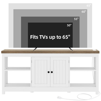Moasis Farmhouse 59 TV Stand Entertainment Center with Storage Shelves for TVs up to 65-inch
