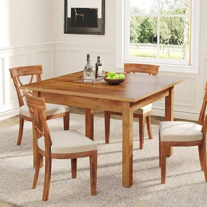 39.4 Inches Square 2-4 People Dining Table with Solid Wood Legs for Living Room Dining Room