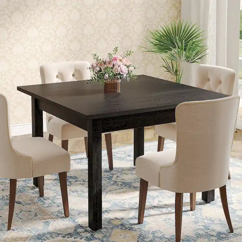 39.4 Inches Square 2-4 People Dining Table with Solid Wood Legs for Living Room Dining Room
