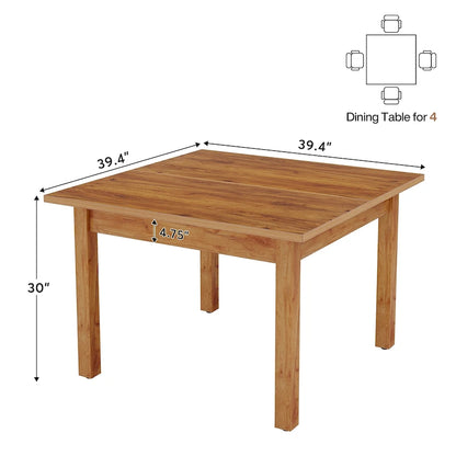 39.4 Inches Square 2-4 People Dining Table with Solid Wood Legs for Living Room Dining Room