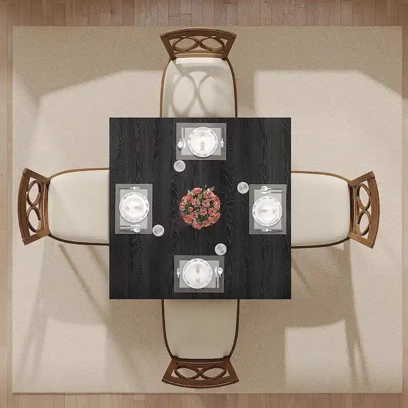 39.4 Inches Square 2-4 People Dining Table with Solid Wood Legs for Living Room Dining Room