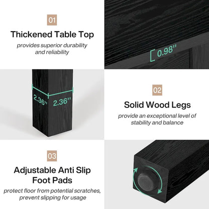 39.4 Inches Square 2-4 People Dining Table with Solid Wood Legs for Living Room Dining Room