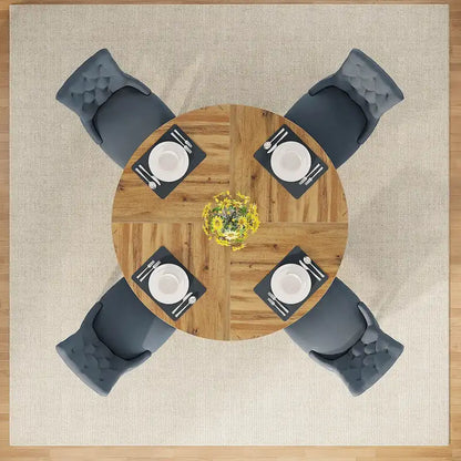 47 Inch Round Dining Table for 4, Wood Kitchen Dinner Table for Kitchen Dining Living Room - N/A