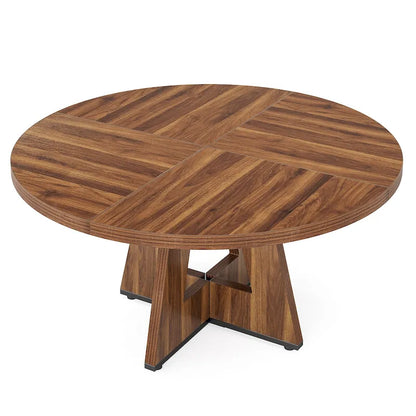 47 Inch Round Dining Table for 4, Wood Kitchen Dinner Table for Kitchen Dining Living Room - N/A