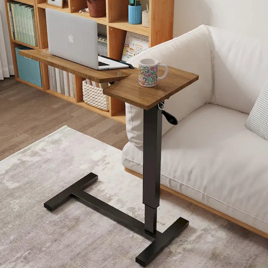 Overbed Table Height Adjustable Sofa Laptop Desk Tilting with 4 Wheels