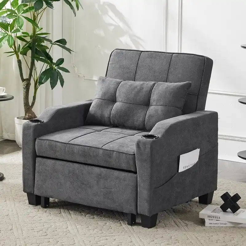 Chair Bed, Sleeper Sofa Chair Bed 3 in 1, Adjustable Recliner,Armchair, Sofa, Bed, Linen