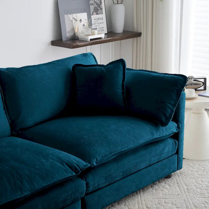 Sofa Set of 3, 1+1+3 Seats Living Room Sofa Set, Accent Chair, Loveseat, and Three-Seat Sofa Modern Style Round Arms 3 Piece Sof