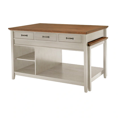 Eleanor Two-Tone Antique Finish Extendable Kitchen Island with 3 Drawers by iNSPIRE Q Classic