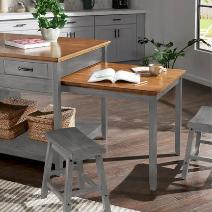 Eleanor Two-Tone Antique Finish Extendable Kitchen Island with 3 Drawers by iNSPIRE Q Classic