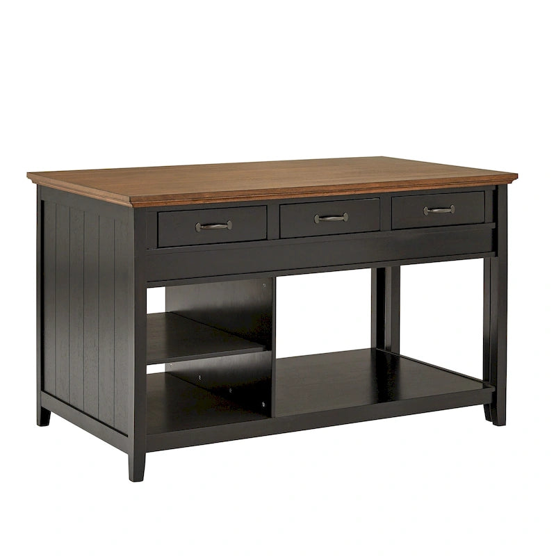 Eleanor Two-Tone Antique Finish Extendable Kitchen Island with 3 Drawers by iNSPIRE Q Classic