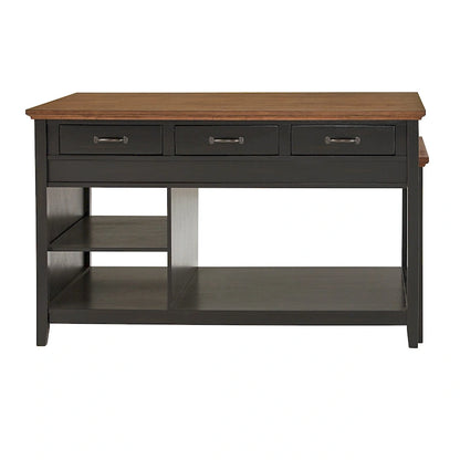 Eleanor Two-Tone Antique Finish Extendable Kitchen Island with 3 Drawers by iNSPIRE Q Classic