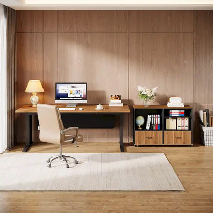 63 Corner Executive Computer Desk and Mobile File Cabinet Set for Home Office