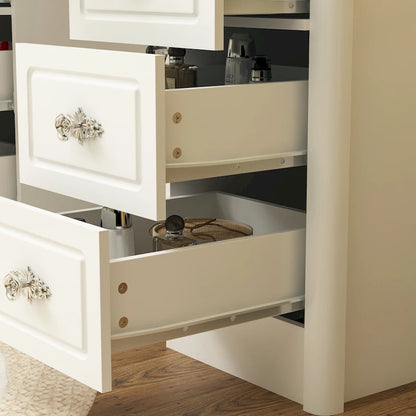 43.3W Makeup Vanity White Vanity Desk with Hidden Storage Shelves