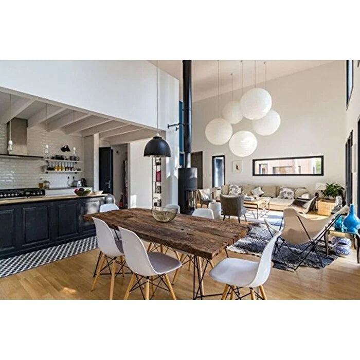 Set of 2 Designer Plastic Eiffel Chairs Solid Wood Legs Retro Dining Molded Shell Hotel Dowel For Kitchen Bedroom Work