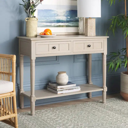 SAFAVIEH Camilla Grey 2-Drawer Console Table - 35.8 x 13.8 x 29.5 - 36Wx14Dx30H