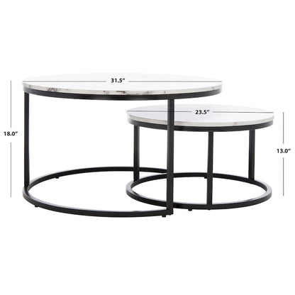 SAFAVIEH Elberta 2 Round Nesting Coffee Table - 43 L x 36 D x 18 H - 32Wx32Dx18H