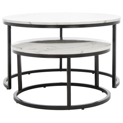 SAFAVIEH Elberta 2 Round Nesting Coffee Table - 43 L x 36 D x 18 H - 32Wx32Dx18H