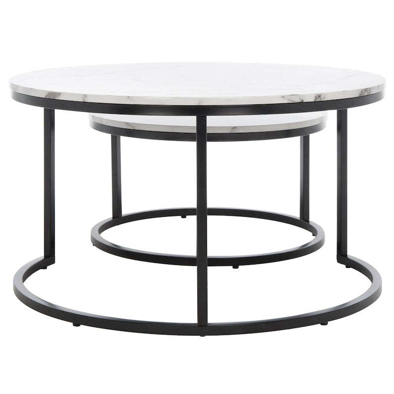SAFAVIEH Elberta 2 Round Nesting Coffee Table - 43 L x 36 D x 18 H - 32Wx32Dx18H