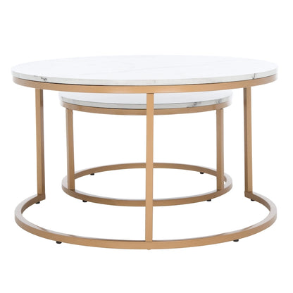 SAFAVIEH Elberta 2 Round Nesting Coffee Table - 43 L x 36 D x 18 H - 32Wx32Dx18H