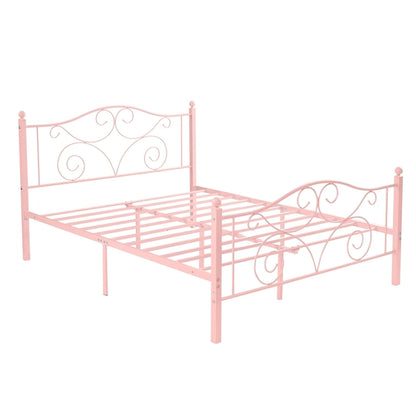 Javlergo Metal Bed Frame with Arched Headboard and Footboard, Heavy Duty Steel Slat Support, No Box Spring Needed