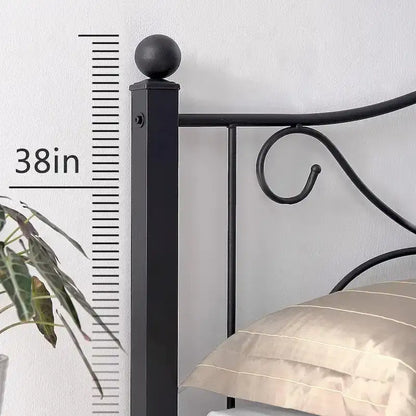 Javlergo Metal Bed Frame with Arched Headboard and Footboard, Heavy Duty Steel Slat Support, No Box Spring Needed