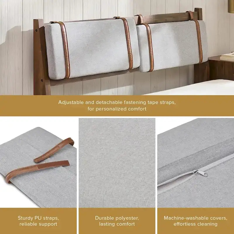 Mopio Ted Acacia Solid Wood Bed Frame with Headboard